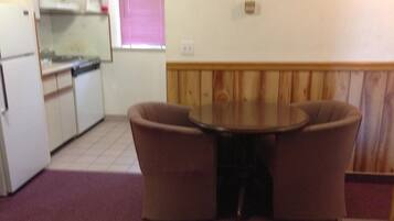 Coffee/tea maker, fridge, microwave (on request)