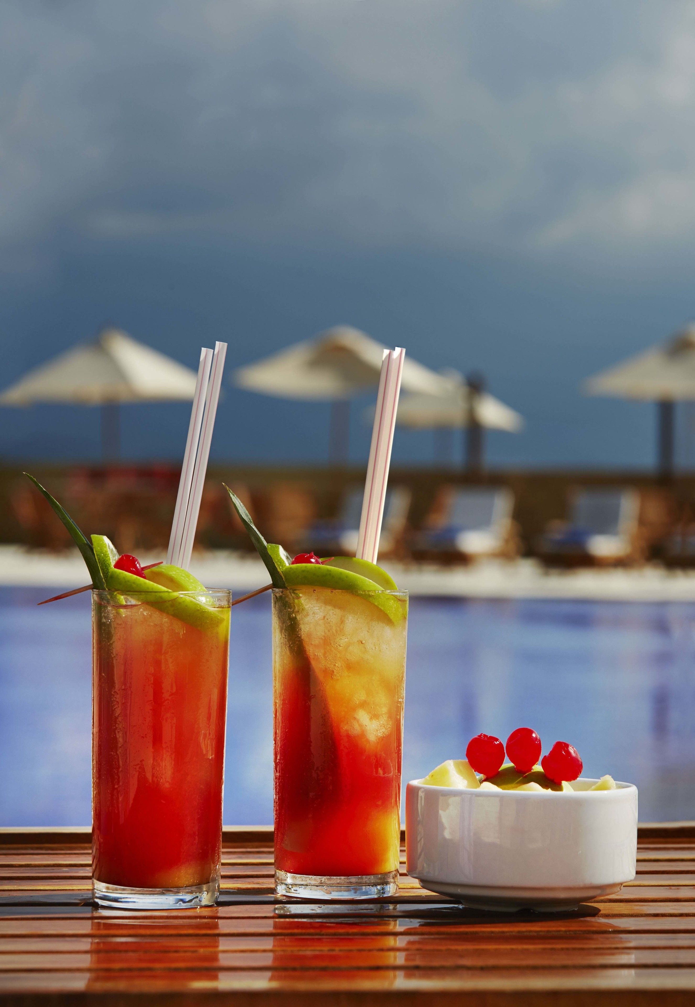 outdoor pool, pool umbrellas, pool loungers