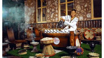 Breakfast, lunch, dinner served; international cuisine, pool views