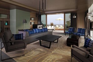 Phòng Suite Club, 1 giường cỡ king, quang cảnh sông | Bộ trải giường bằng vải cotton Ai Cập, bộ đồ giường cao cấp 