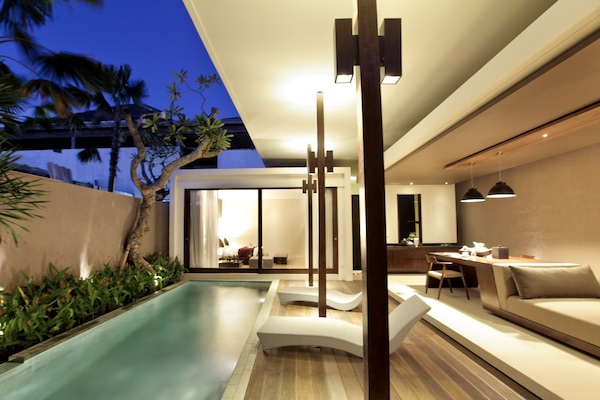 Villa, 1 habitación, alberca privada | Ropa de cama de alta calidad y minibar