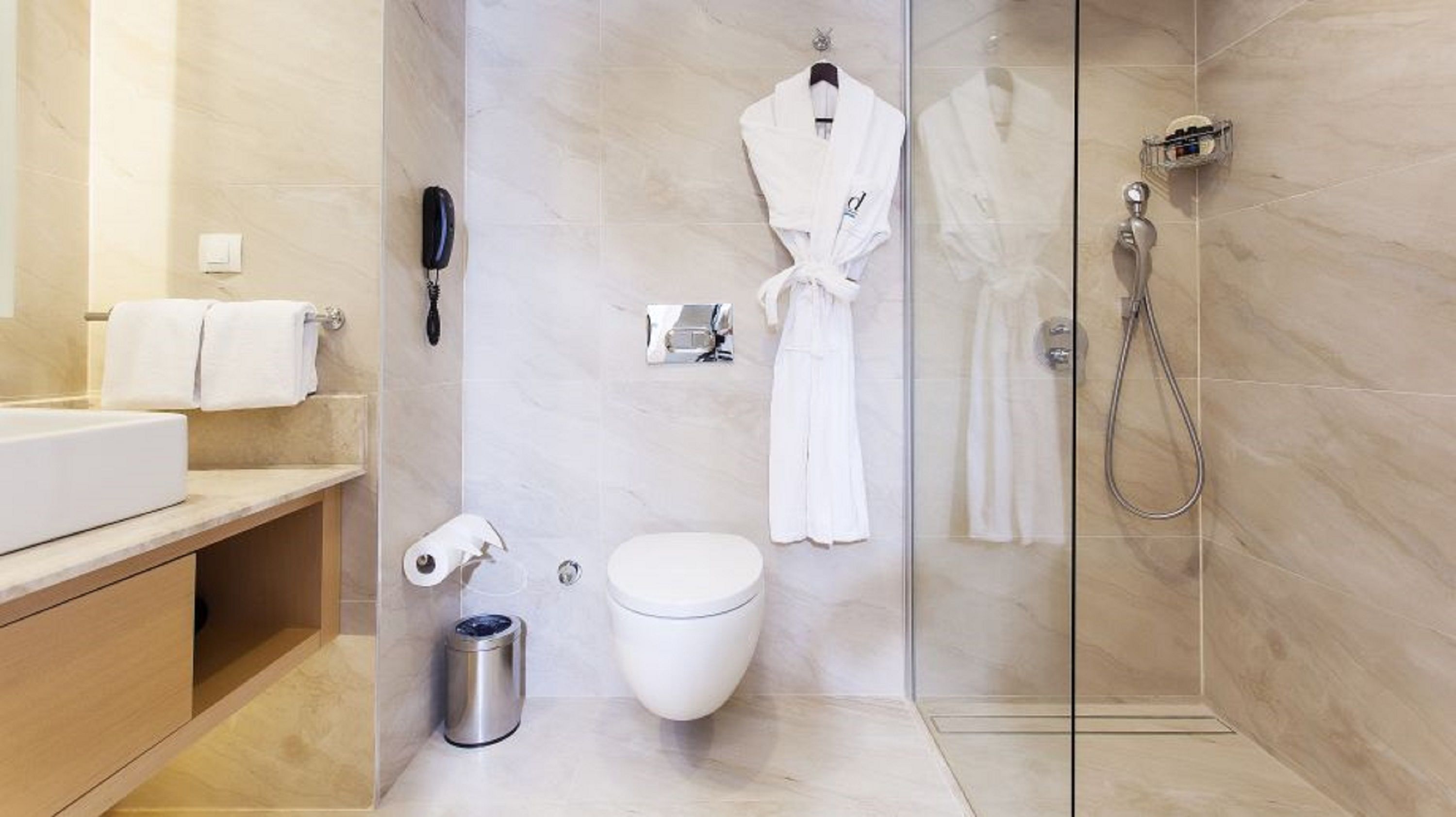 shower, rainfall showerhead, eco-friendly toiletries, hair dryer