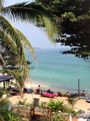 Private beach, sun loungers, beach umbrellas, beach towels