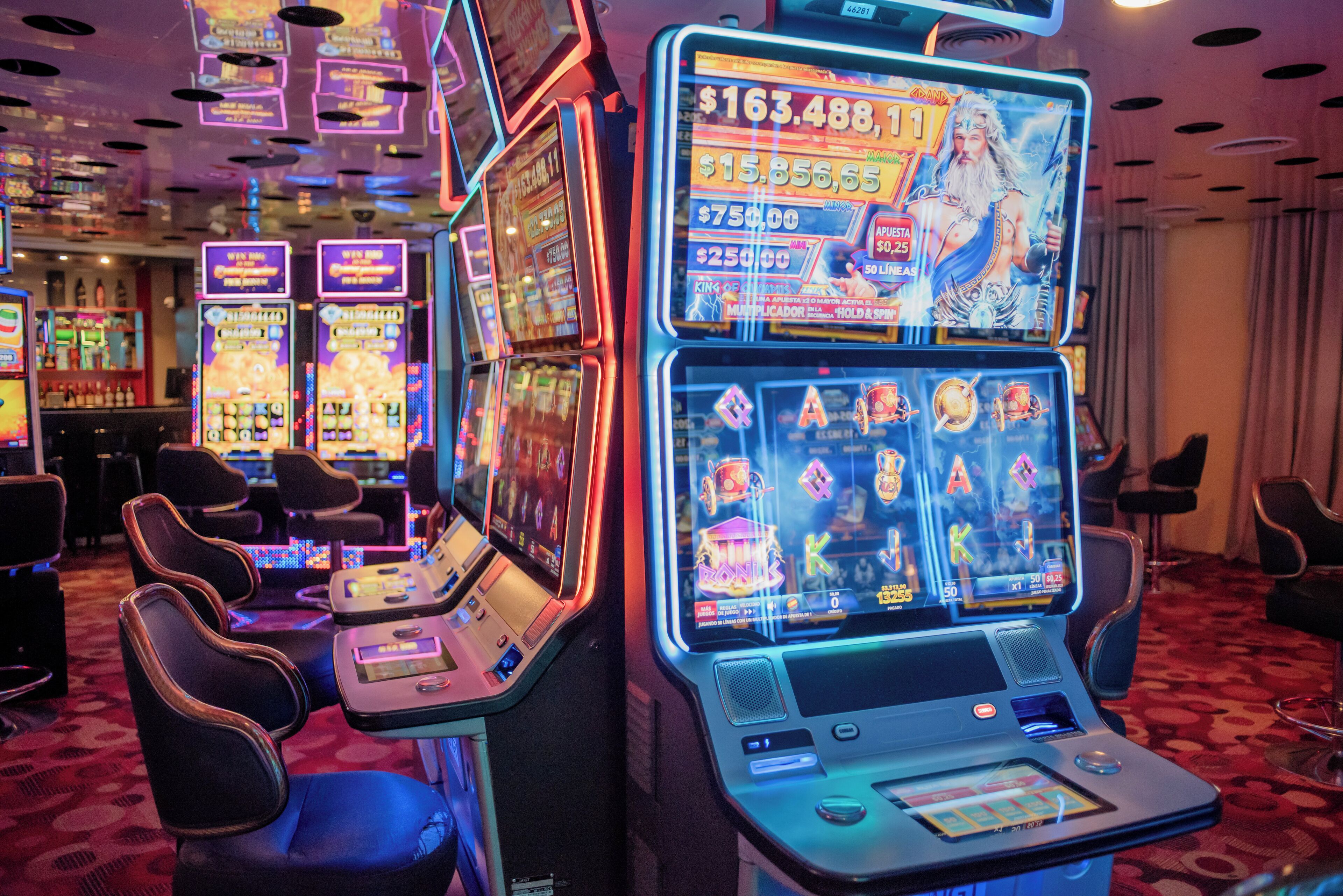 A casino with slot machines and gaming tables.