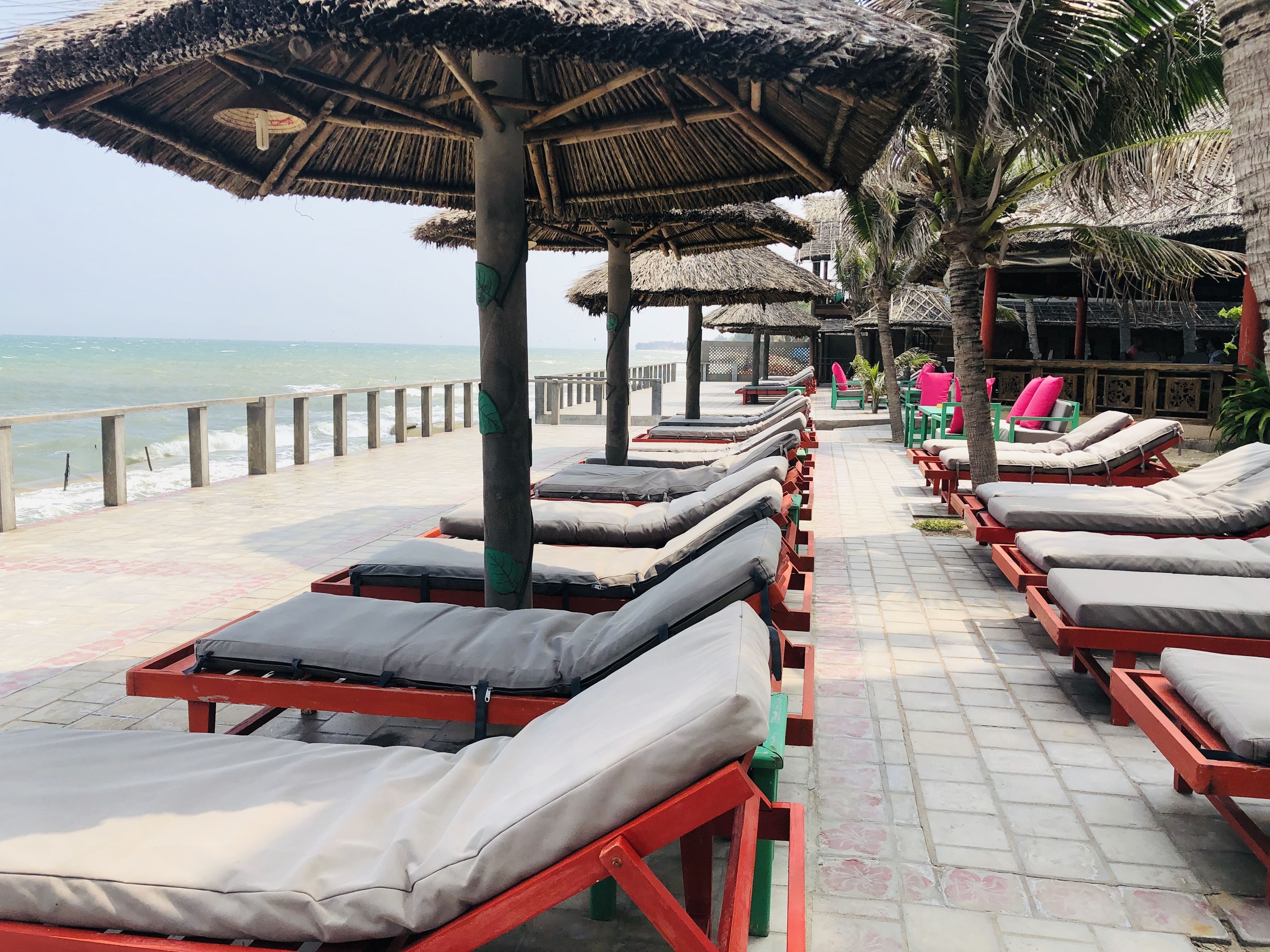 private beach, sun-loungers