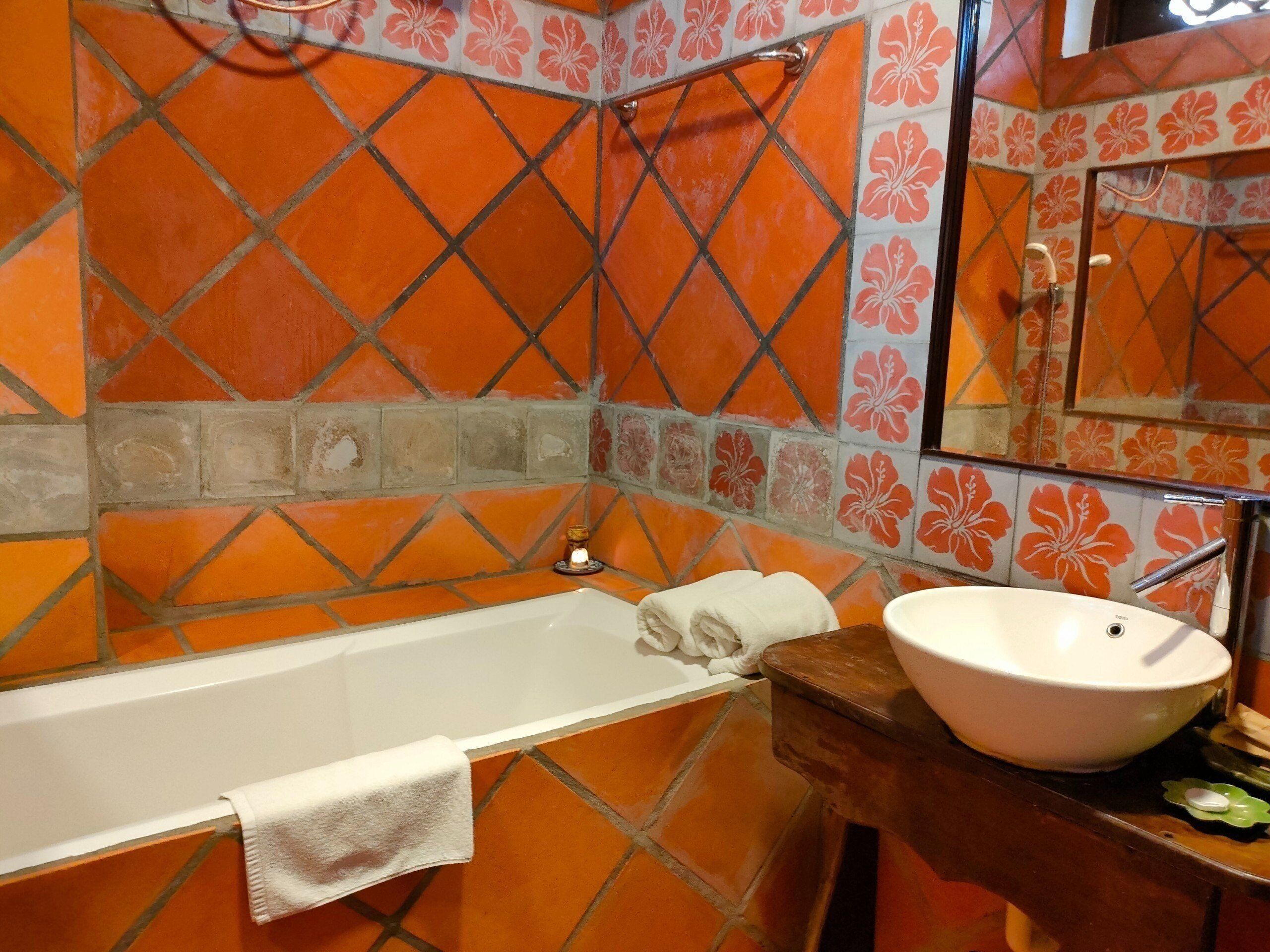 combined shower/bathtub, free toiletries, hair dryer, bathrobes