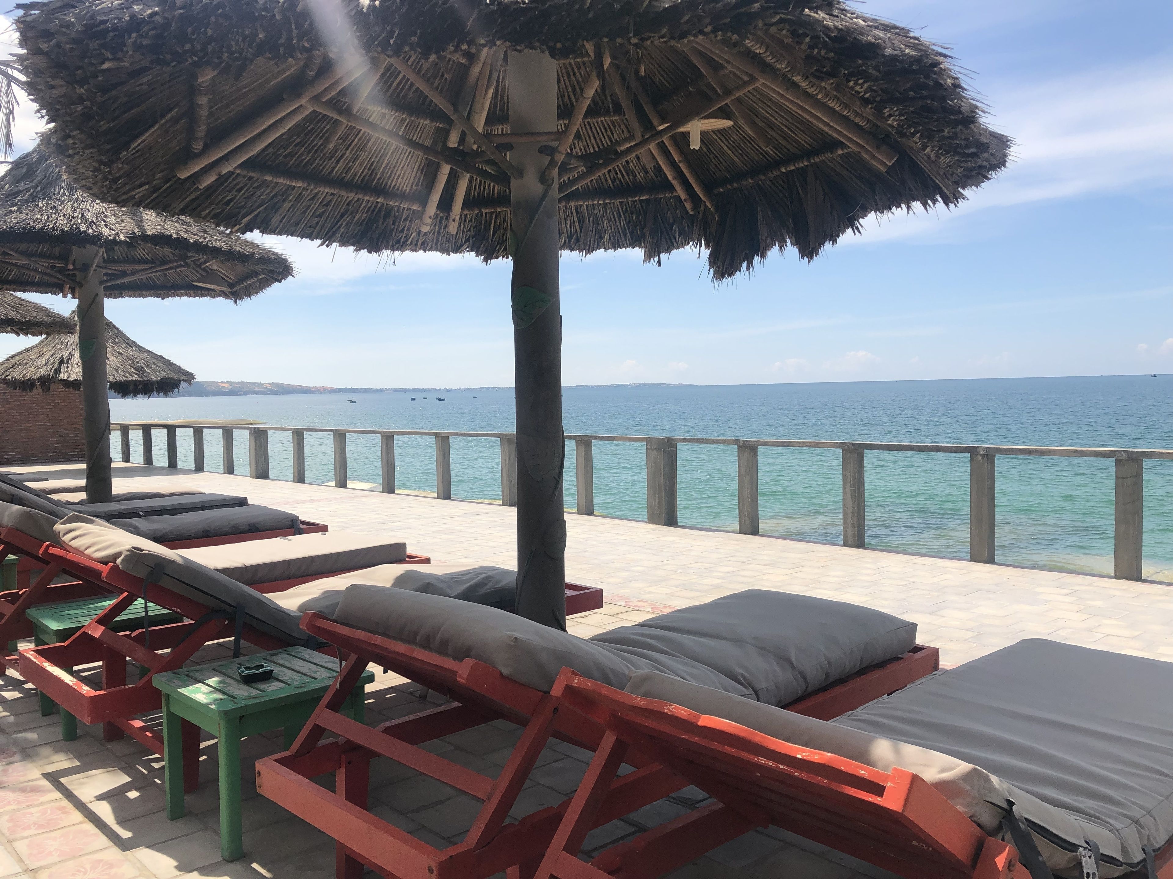 private beach, sun-loungers