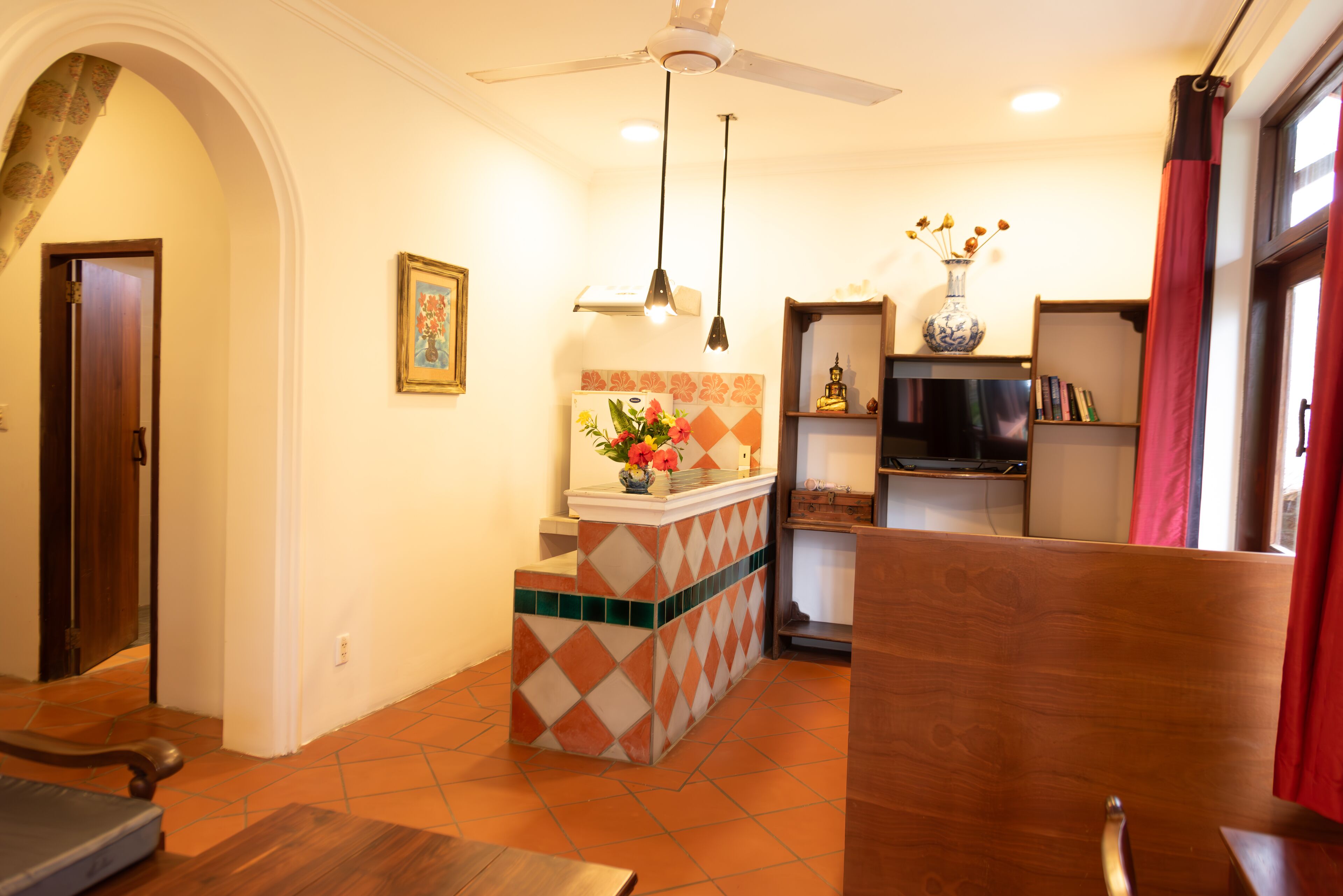 family room, pool view | living room | tv