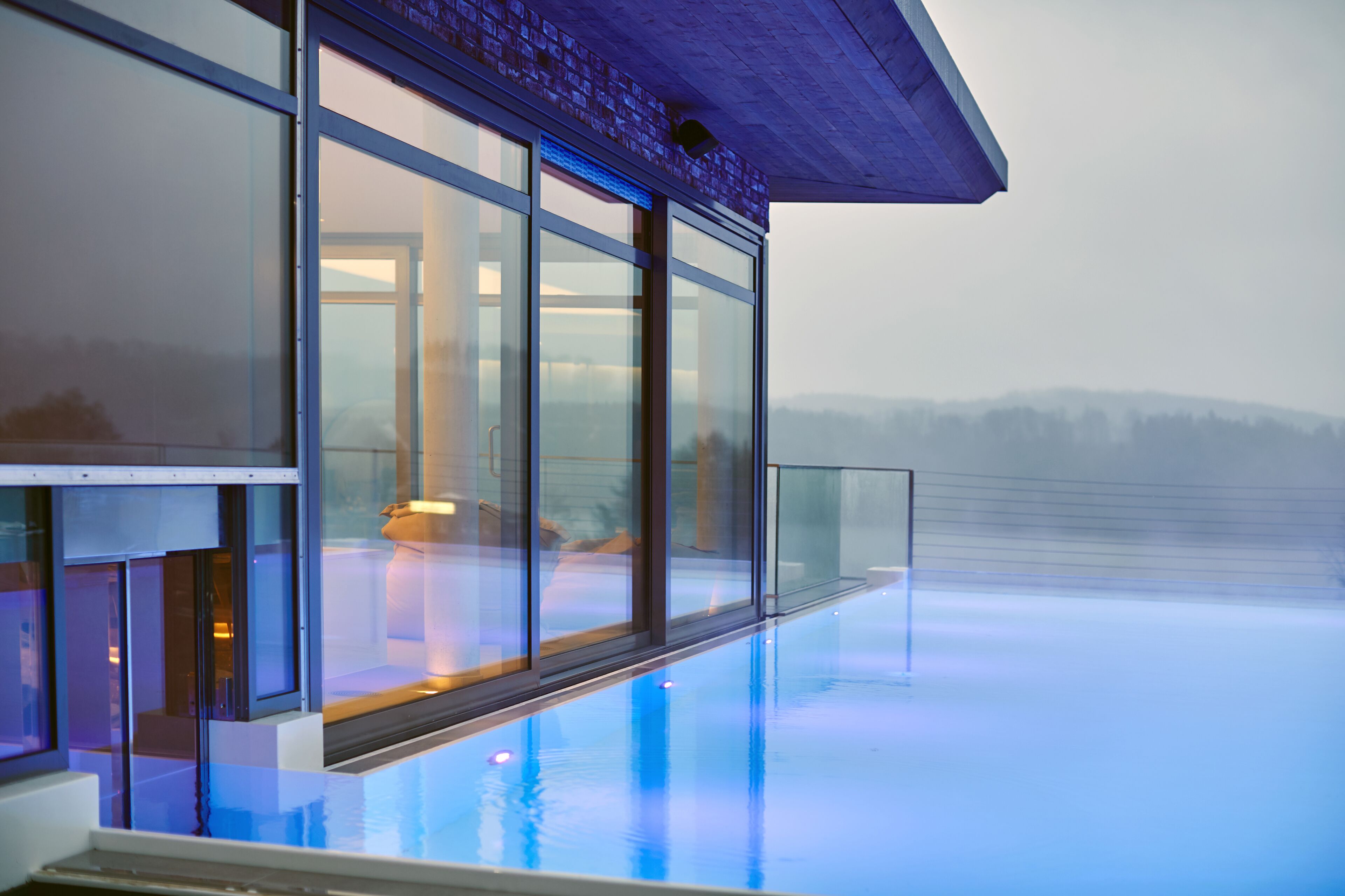 outdoor pool, pool loungers