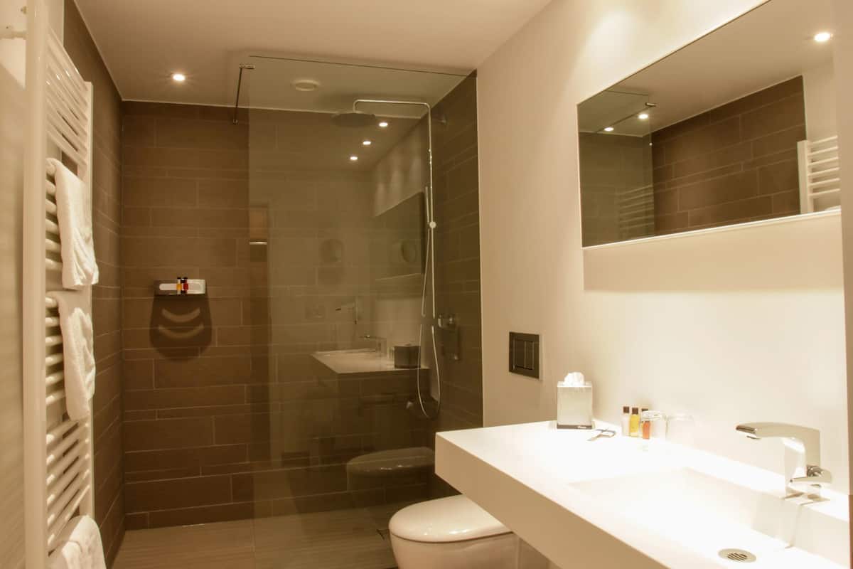 free toiletries, hair dryer, towels