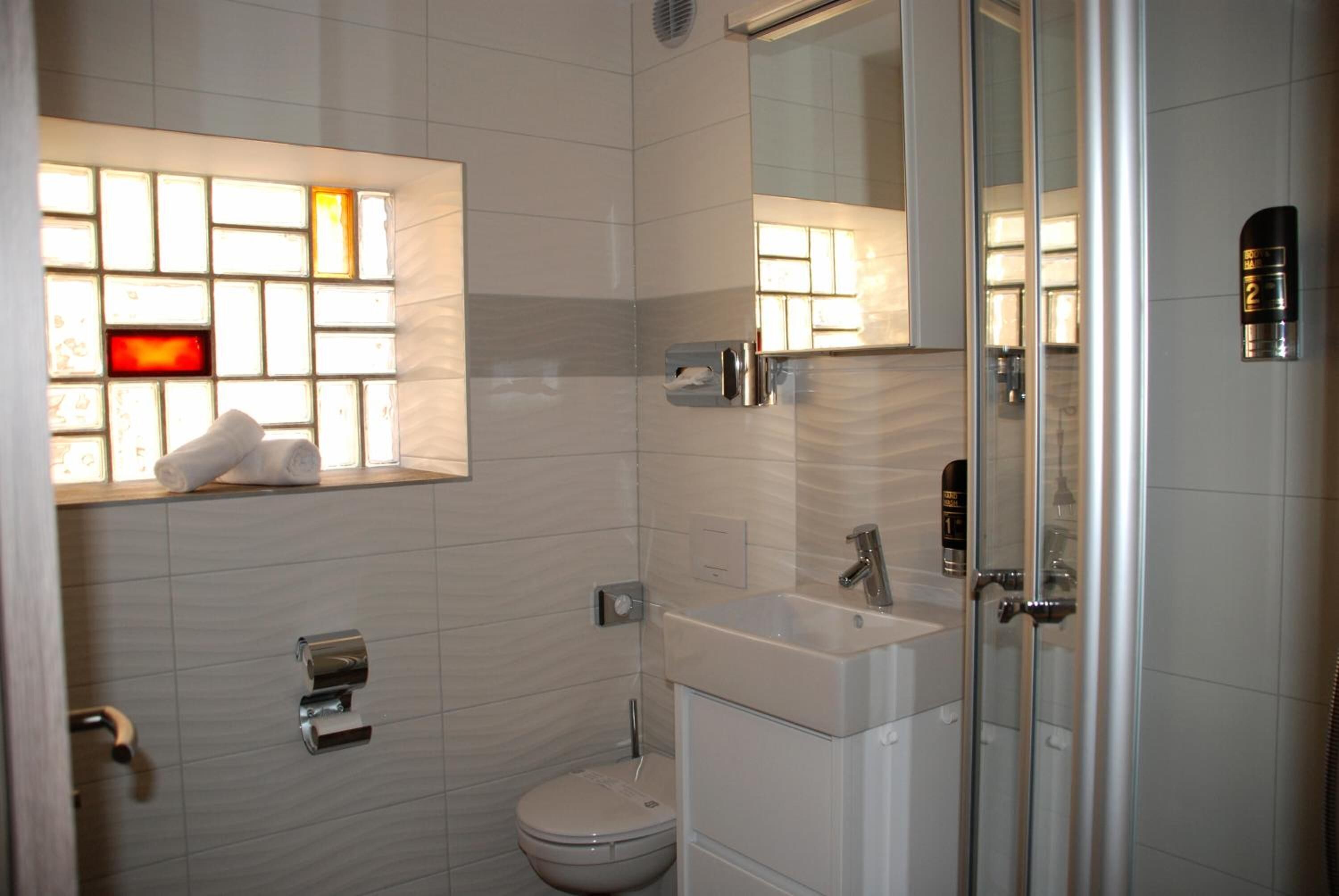 shower, slippers, towels