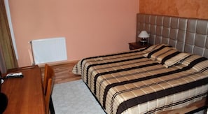 Minibar, desk, iron/ironing board