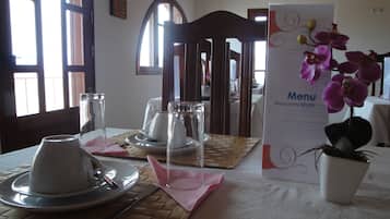 Breakfast, lunch, dinner served; sea views