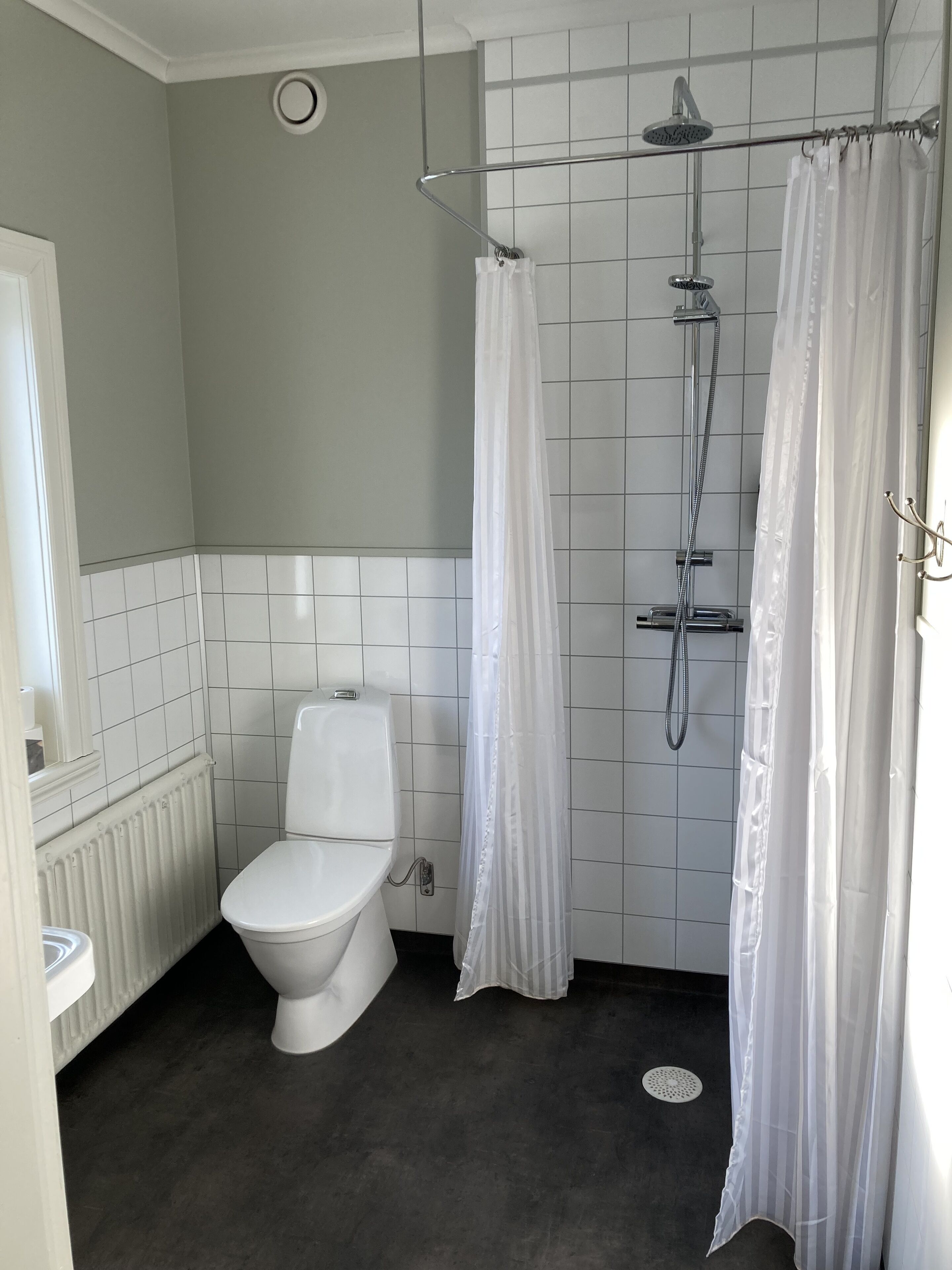 single room | bathroom | shower, hair dryer, towels