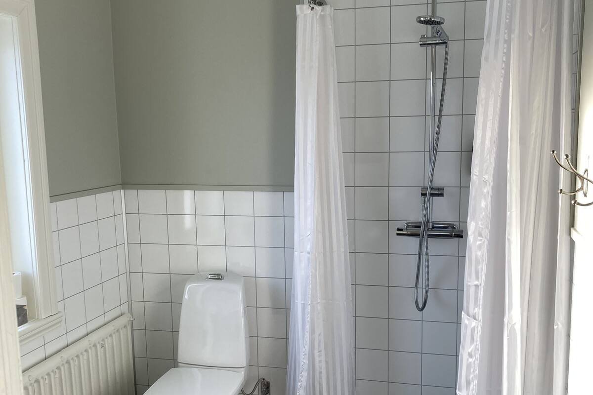 single room | bathroom | shower, hair dryer, towels