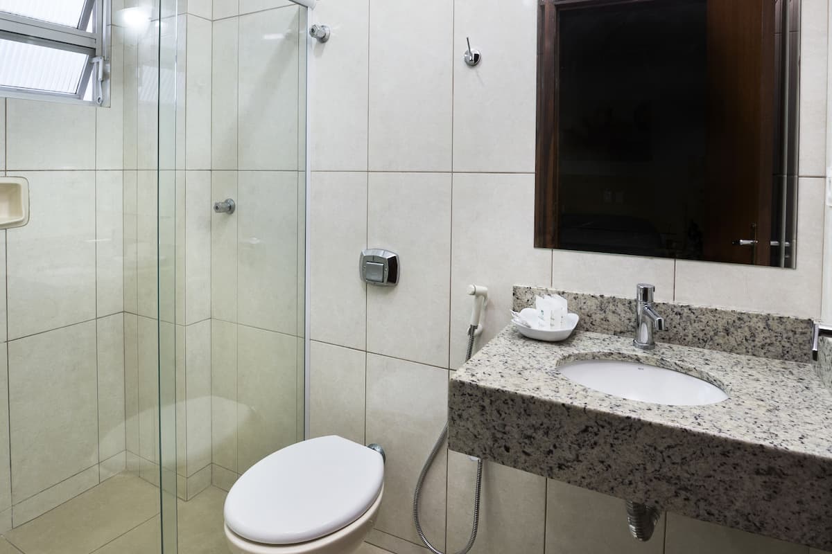 Bathroom | Shower, hair dryer, towels