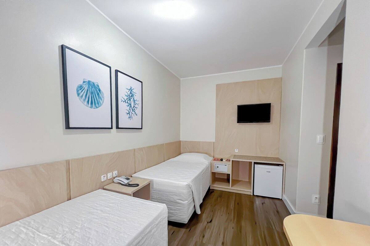 Minibar, desk, laptop workspace, blackout drapes