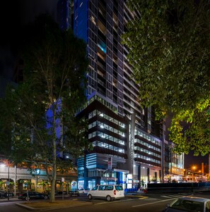 Front of property - evening/night - Milano Serviced Apartments (Melbourne)
