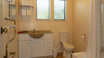 Studio Unit 1 | Bathroom | Free toiletries, hair dryer, towels