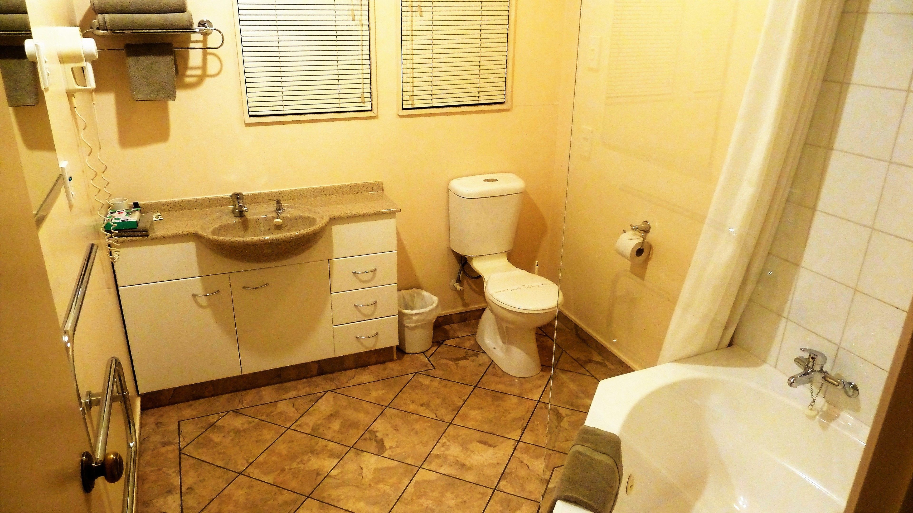 Free toiletries, hair dryer, towels