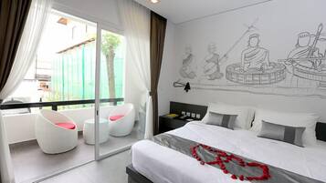 Down comforters, pillowtop beds, rollaway beds, free WiFi