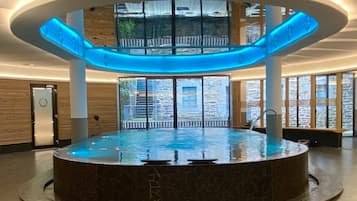 Sauna, spa tub, steam room, body treatments, hydrotherapy