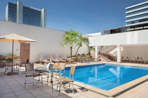 Outdoor pool, sun loungers