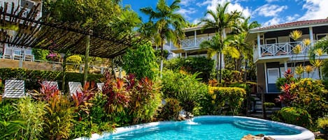 Outdoor pool, pool loungers