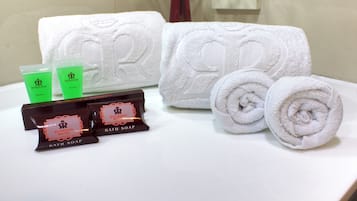 Free toiletries, hair dryer, bidet, towels