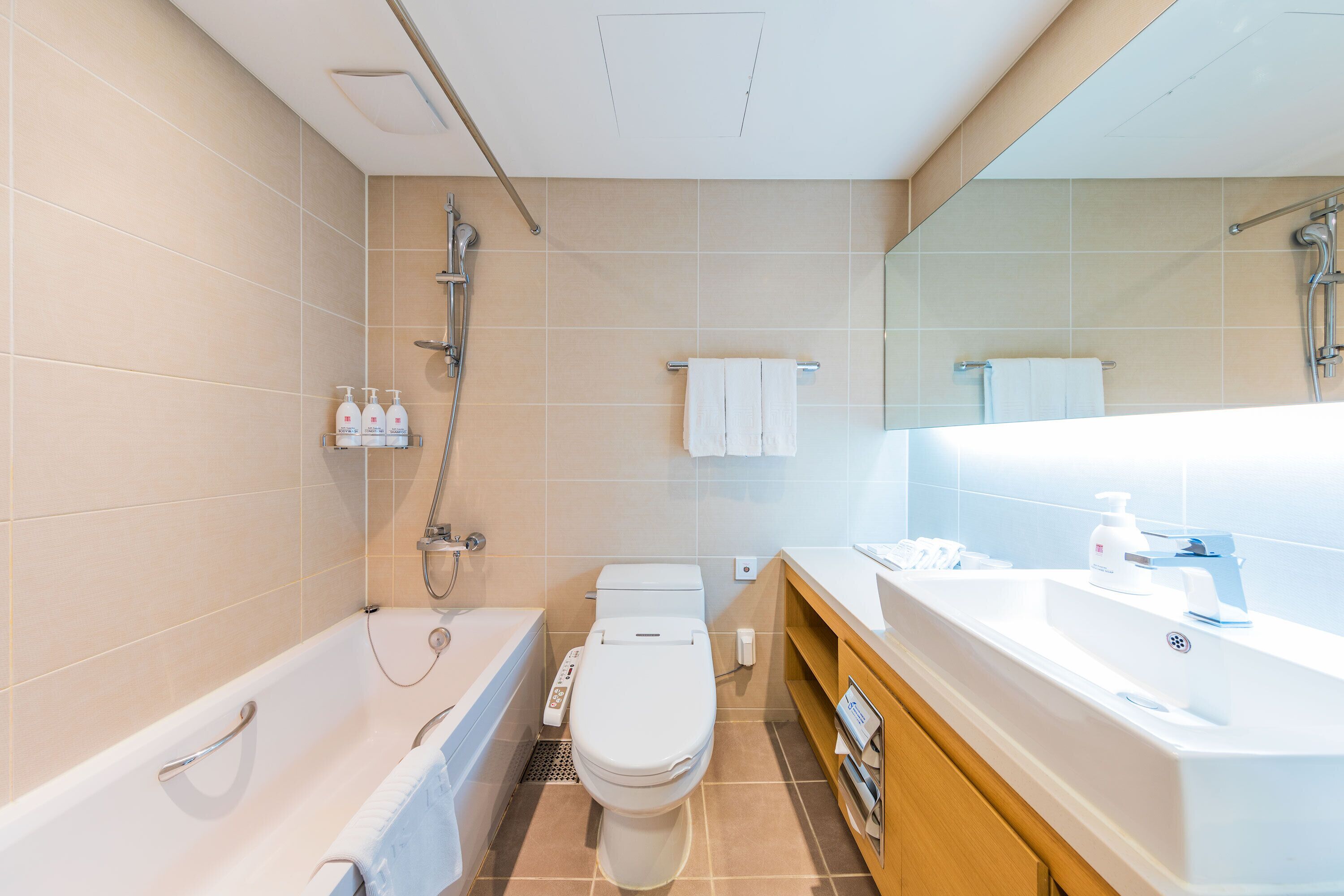 shower, free toiletries, hair dryer, bathrobes