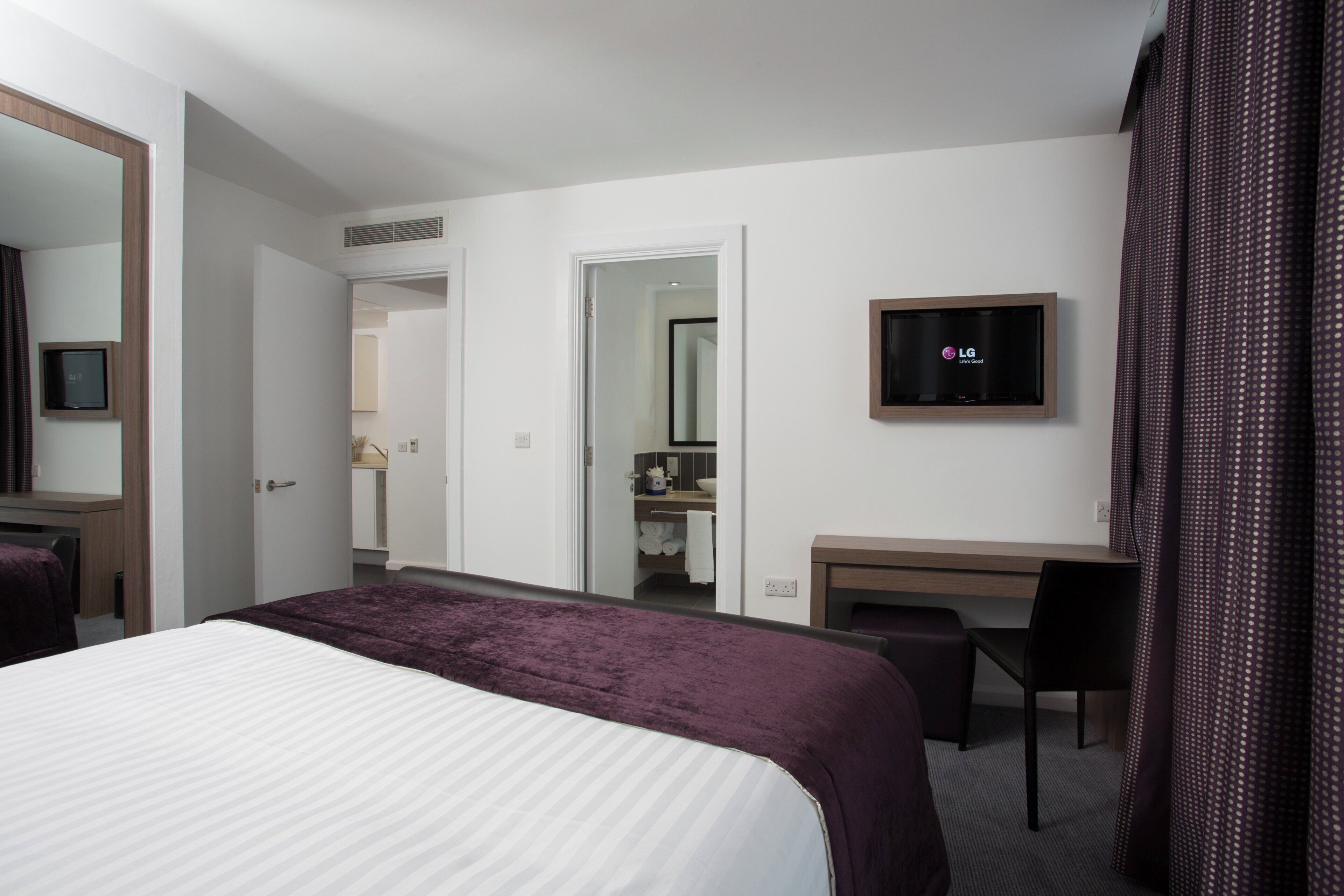In-room safe, desk, laptop workspace, blackout drapes
