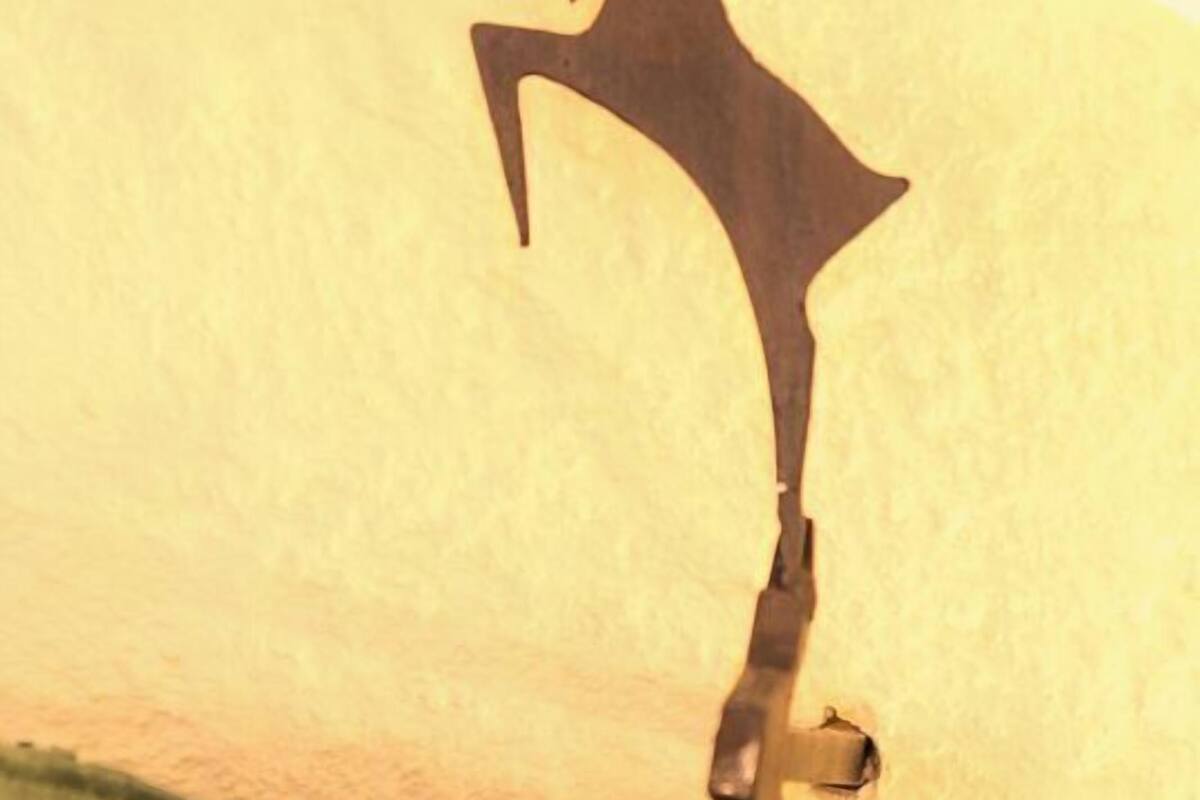 A wall-mounted hook with a decorative silhouette.