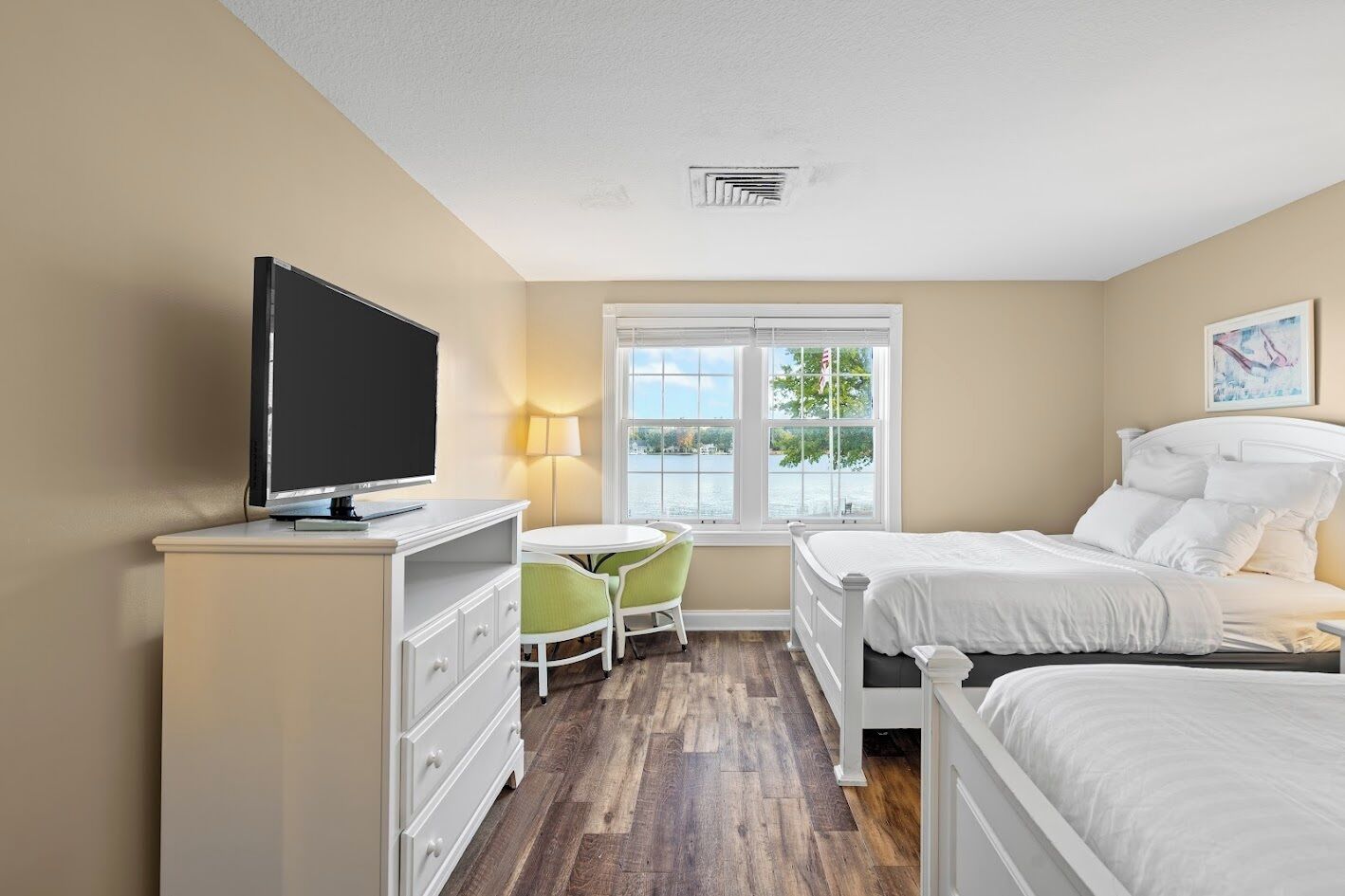 room, 2 queen beds, lake view | premium bedding, pillow-top beds, iron/ironing board, free wifi