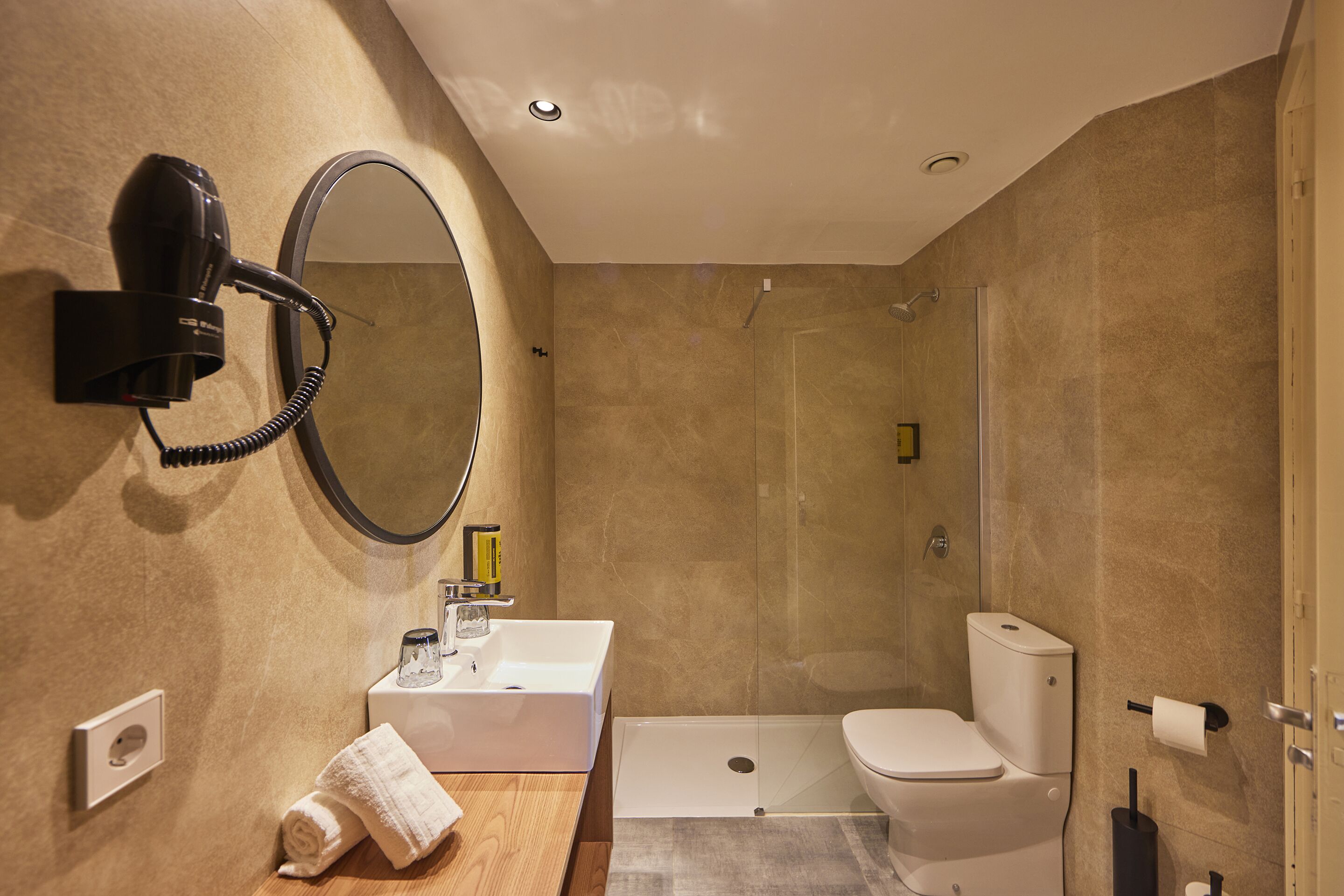 free toiletries, hair dryer, towels, soap