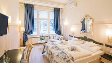 Hypo-allergenic bedding, minibar, in-room safe, individually decorated