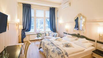 Hypo-allergenic bedding, in-room safe, individually decorated