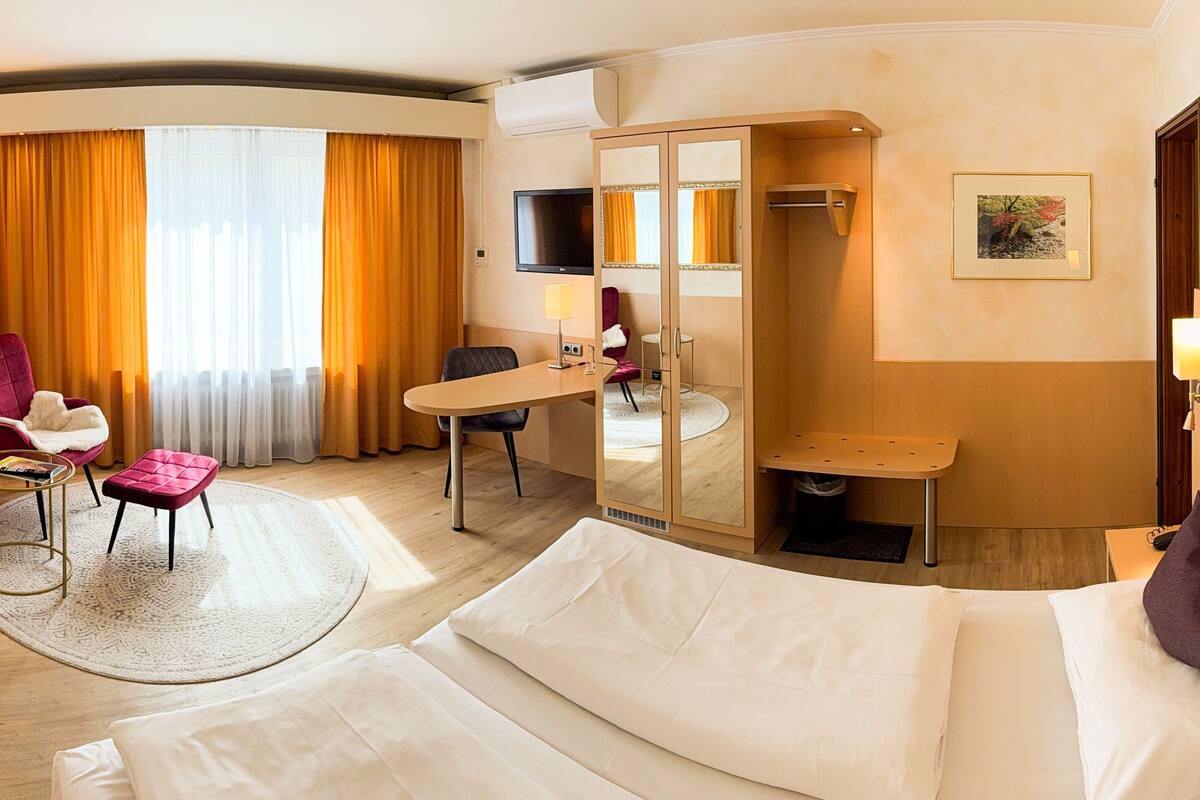 Premium bedding, pillow-top beds, minibar, desk