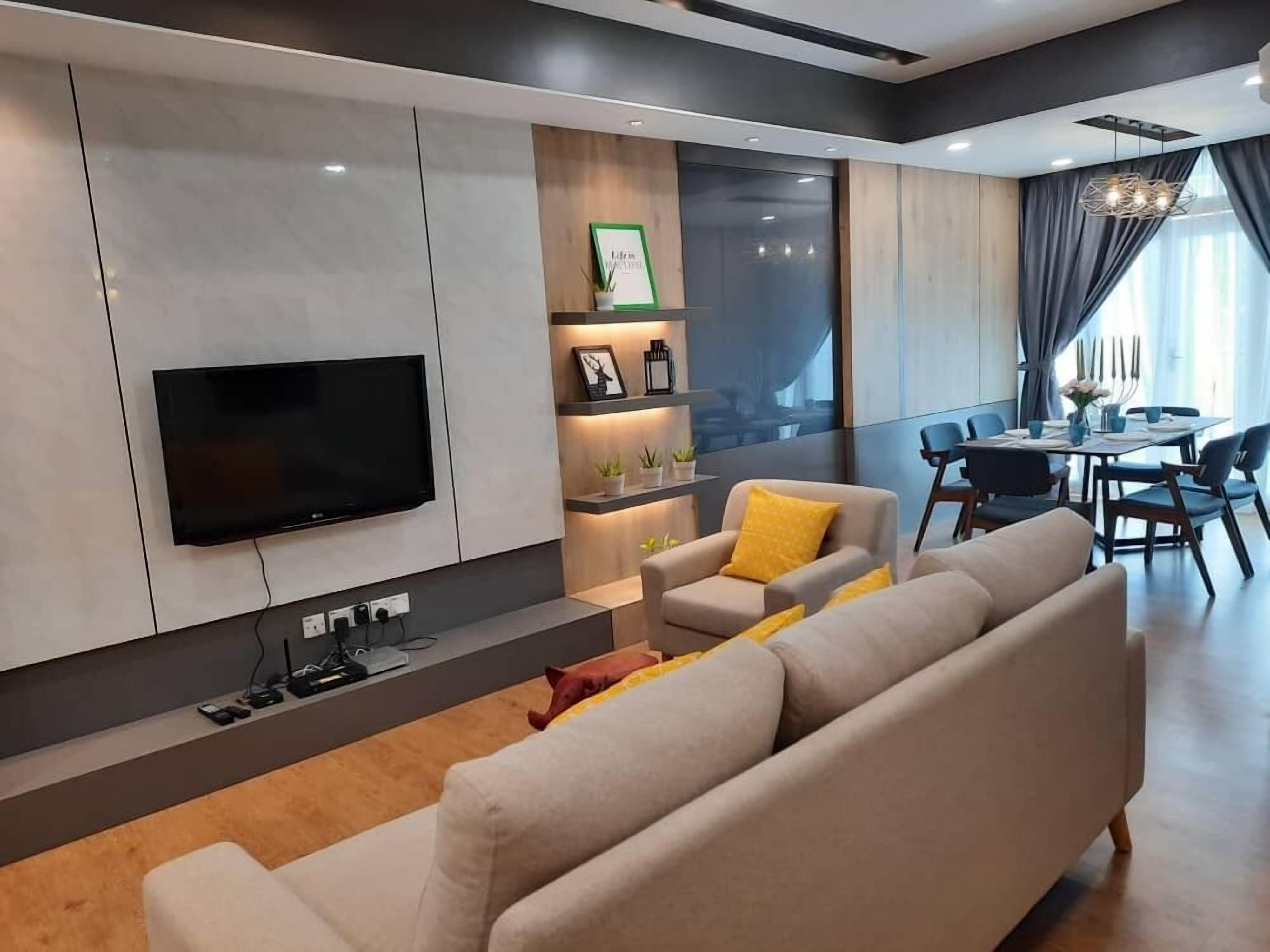 Family Apartment, 3 Bedrooms | Living area | 0-inch LED TV with satellite channels, TV