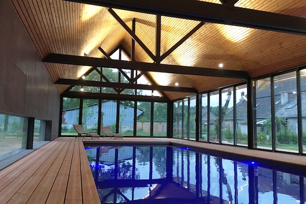 Indoor pool, open 9:00 AM to 8:00 PM, sun loungers