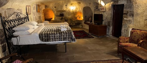 King Cave Room | Premium bedding, blackout drapes, soundproofing, iron/ironing board