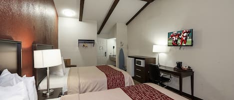 Deluxe Room, 2 Queen Beds, Non Smoking | Desk, blackout drapes, iron/ironing board, rollaway beds