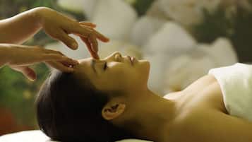 A person receiving a facial treatment.