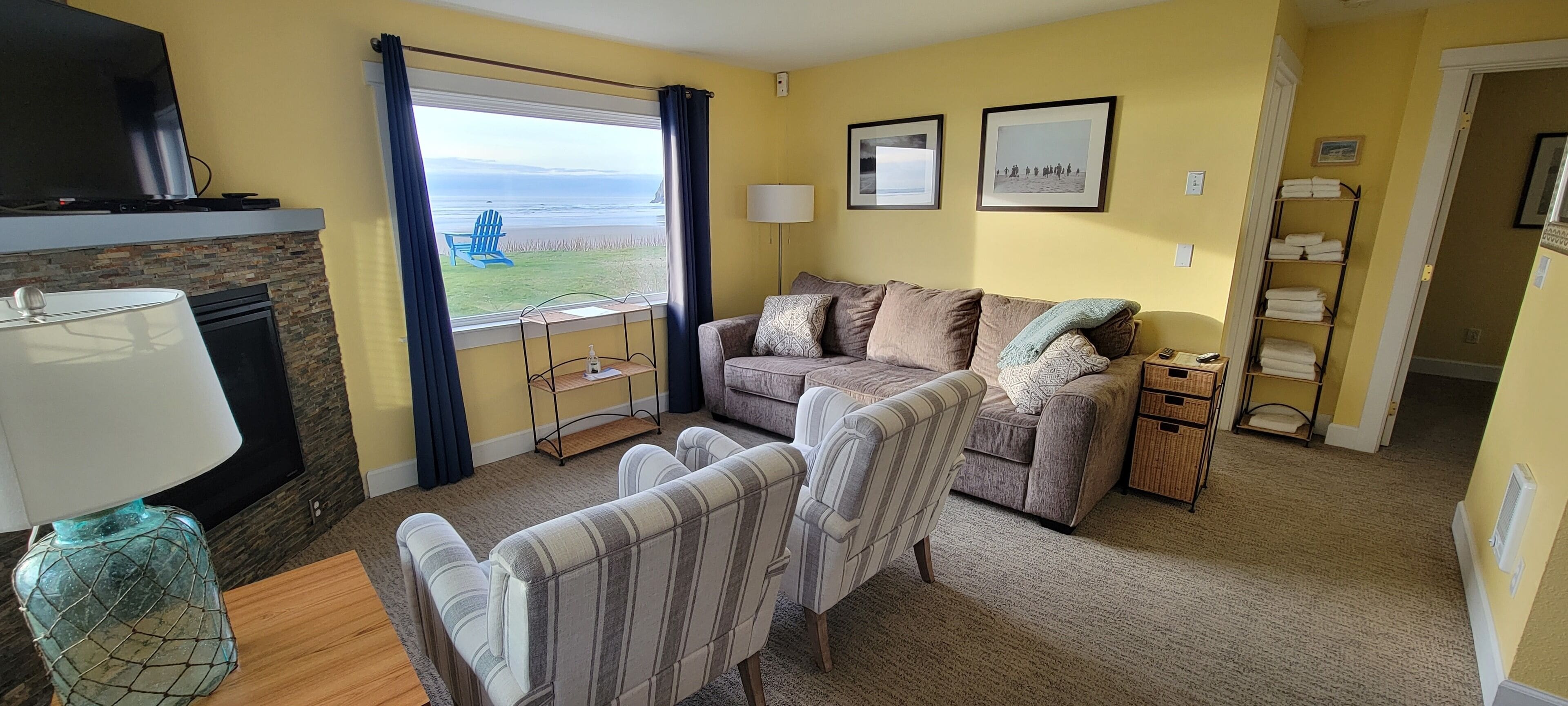 Sea Breeze Cottage – Ocean Front View | Living area | Flat-screen TV, DVD player