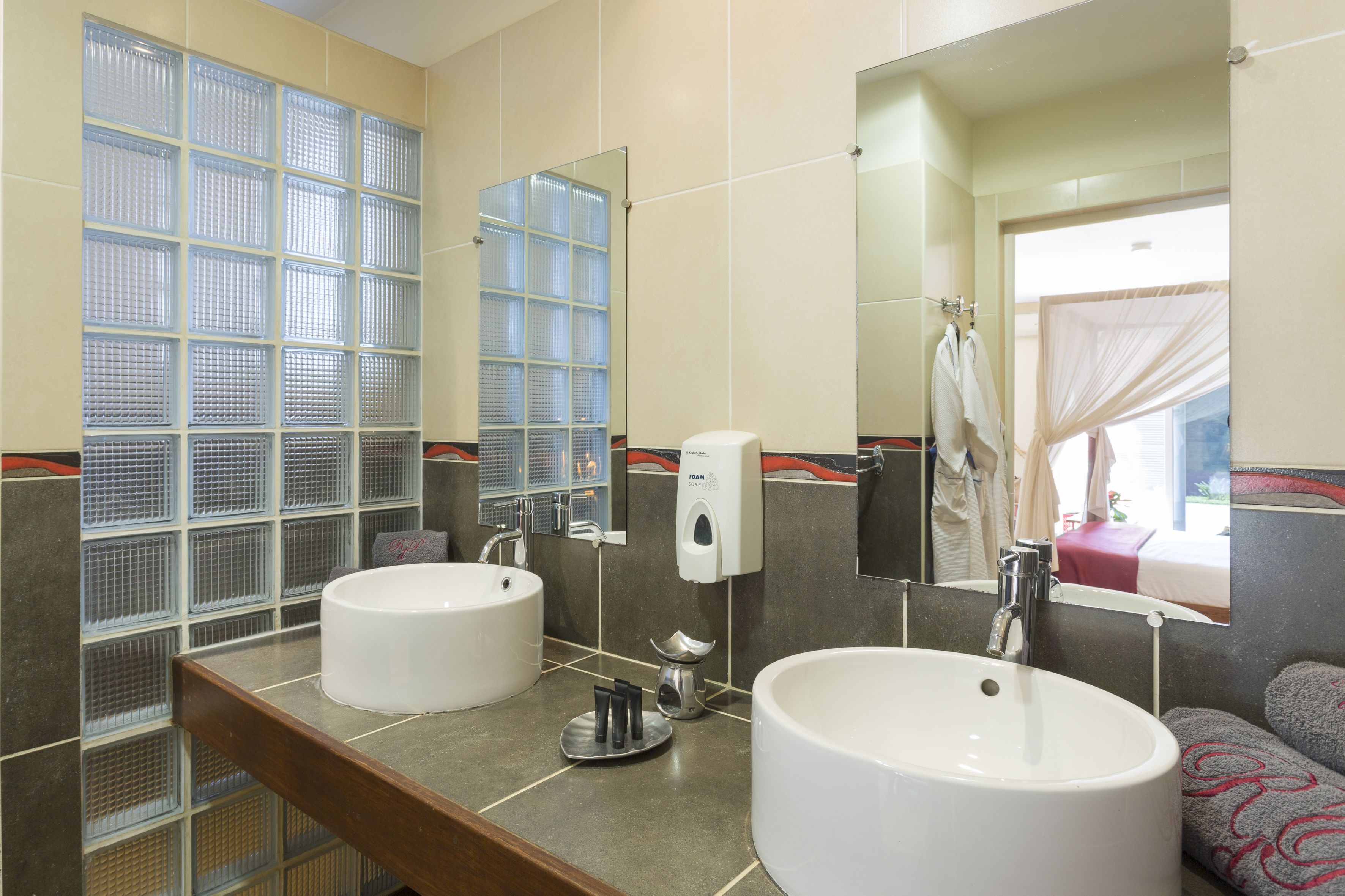 superior room | bathroom | shower, hair dryer, towels