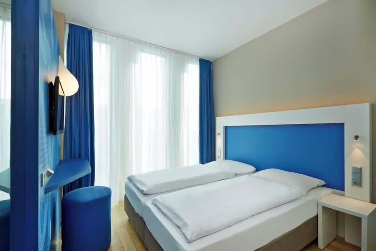 Hypo-allergenic bedding, desk, blackout curtains, soundproofing