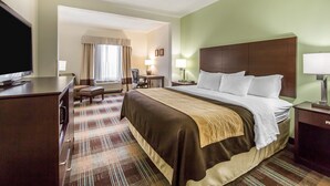 A hotel room with a large bed, a desk, a chair, and a television. - Comfort Inn Lexington South (Nicholasville)