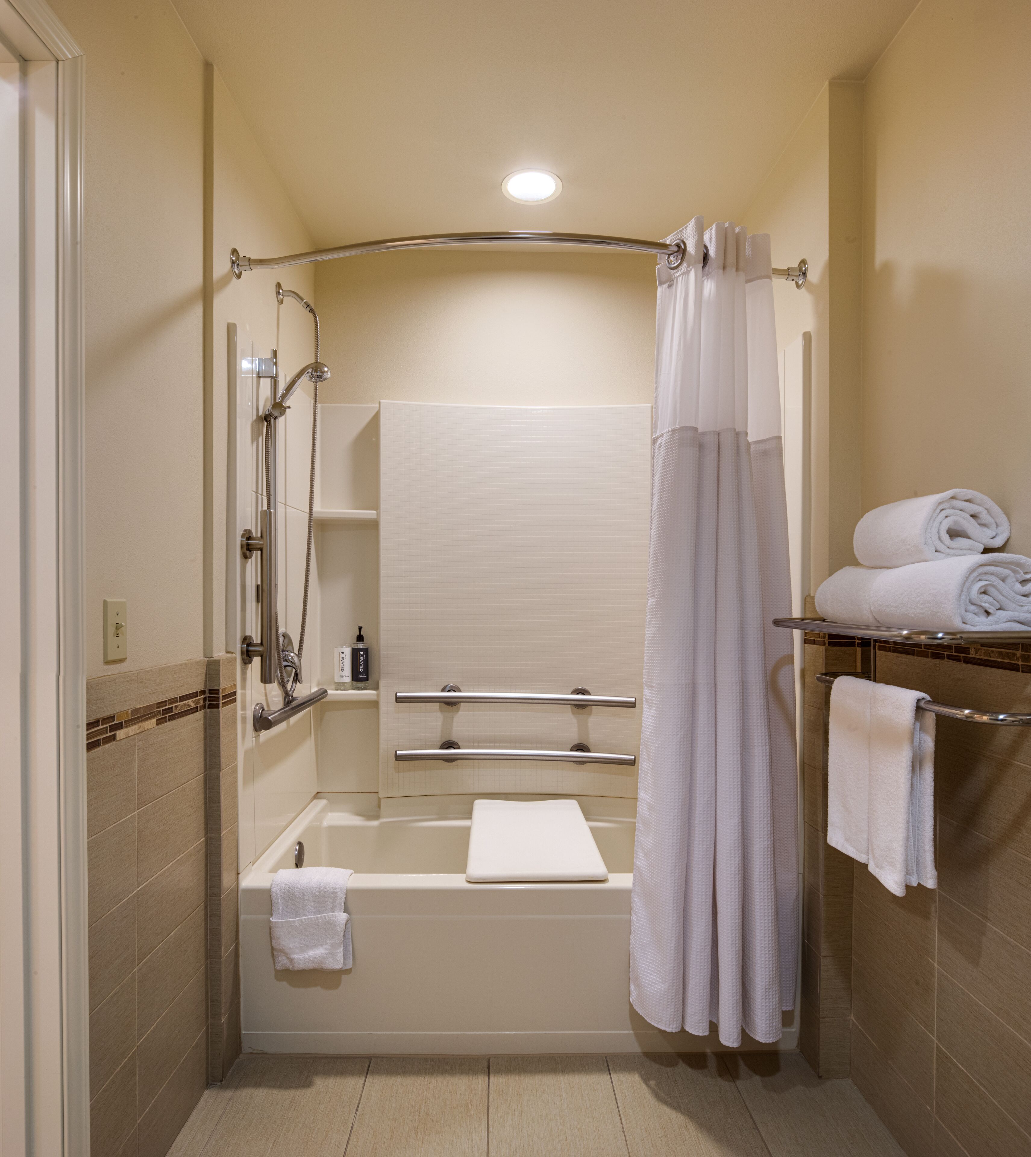 studio suite, 1 king bed, accessible | bathroom | free toiletries, hair dryer, towels, soap