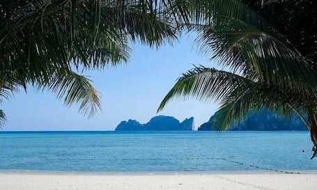 On the beach, white sand, beach bar