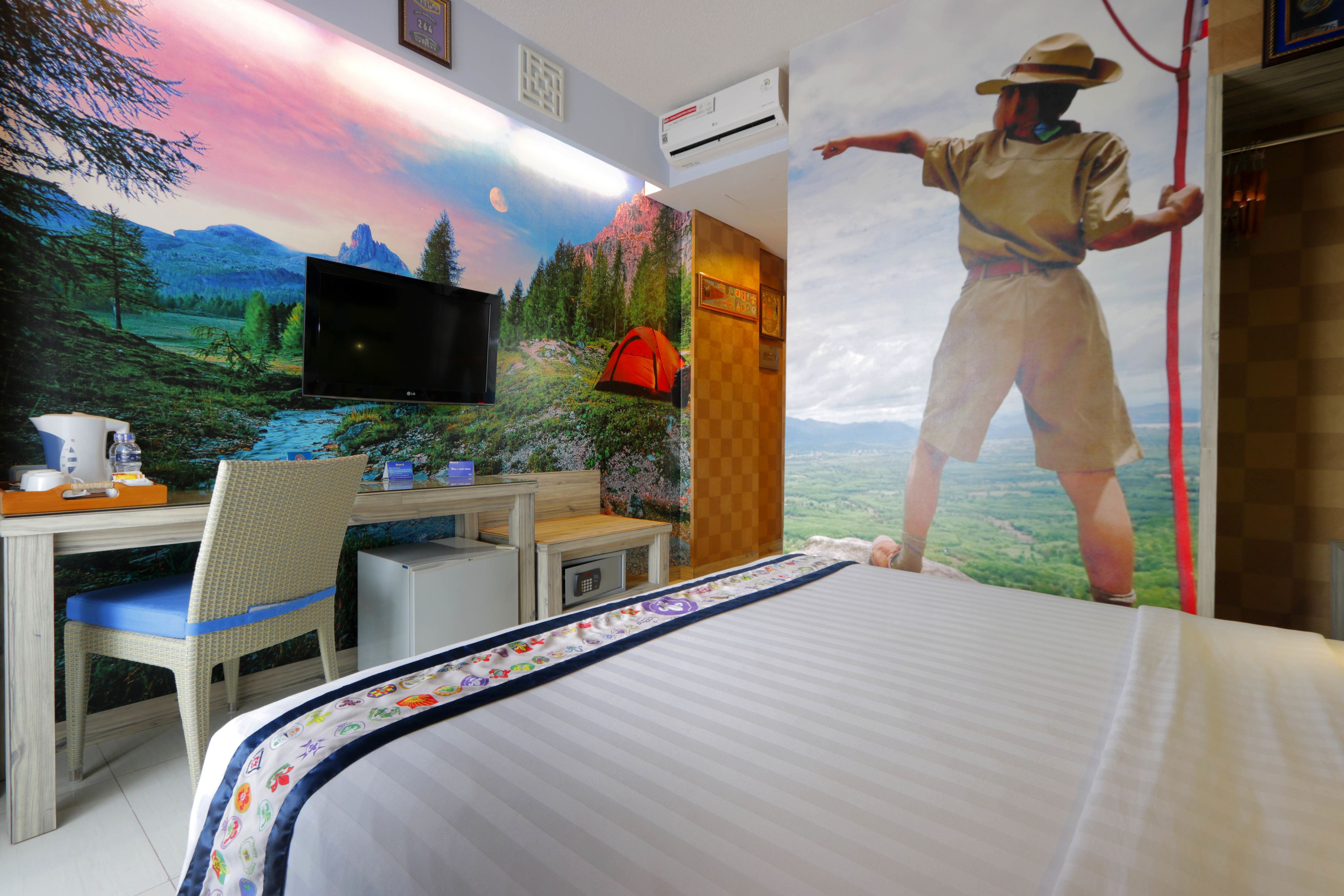 premium double room, balcony | in-room safe, individually decorated, desk, iron/ironing board