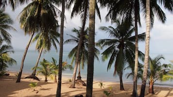 On the beach, white sand